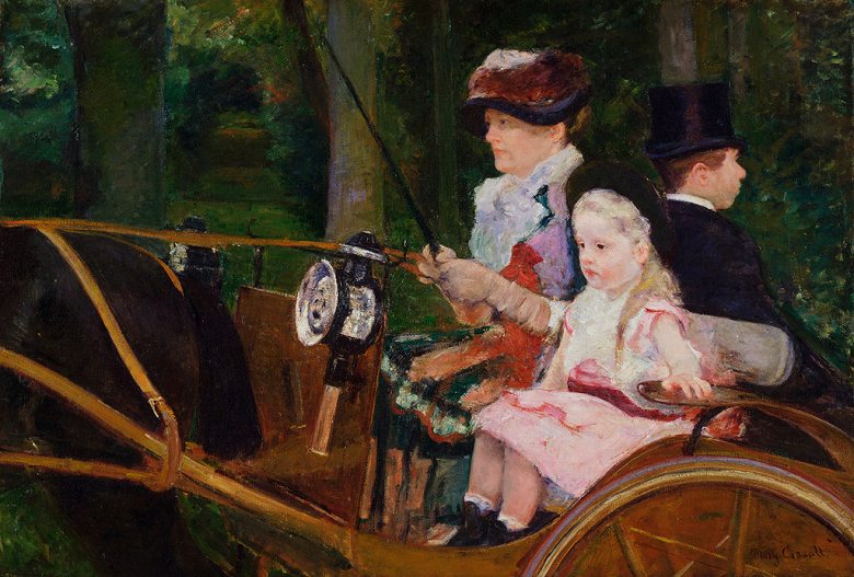 楽天絵画販売のアートギャラリー南青山絵画 インテリア 額入り 壁掛け複製油絵 メアリー・カサット 馬車に乗る女性と少女 選べるサイズ　選べる額縁 油彩画 複製画 選べる額縁 選べるサイズ