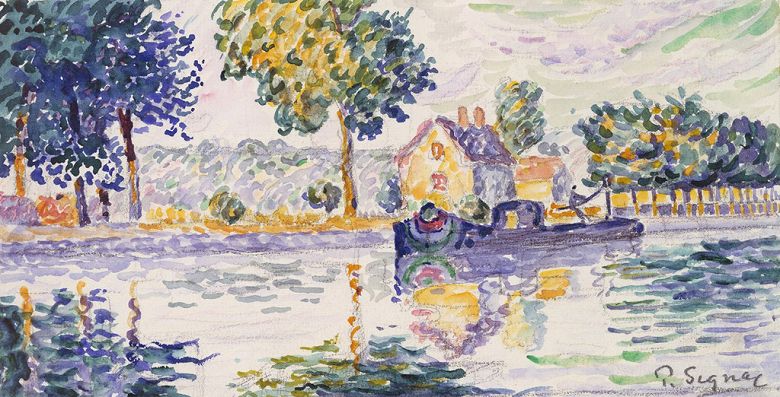 絵画 インテリア 額入り 壁掛け複製油絵 ポール・シニャック サモワでのセーヌ川の眺め 油彩画 複製画 ..