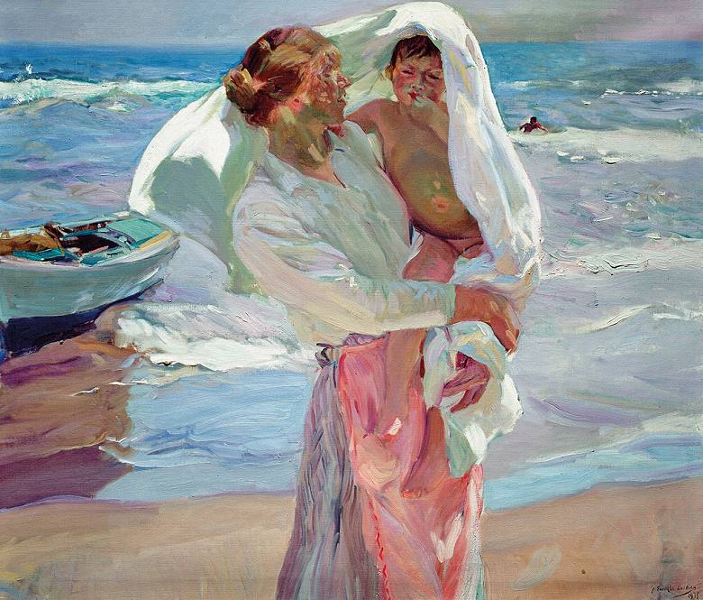 絵画 インテリア 額入り 壁掛け複製油絵 ホアキン・ソローリャ 入浴後 油彩画 複製画 選べる額縁 選べるサイズ
