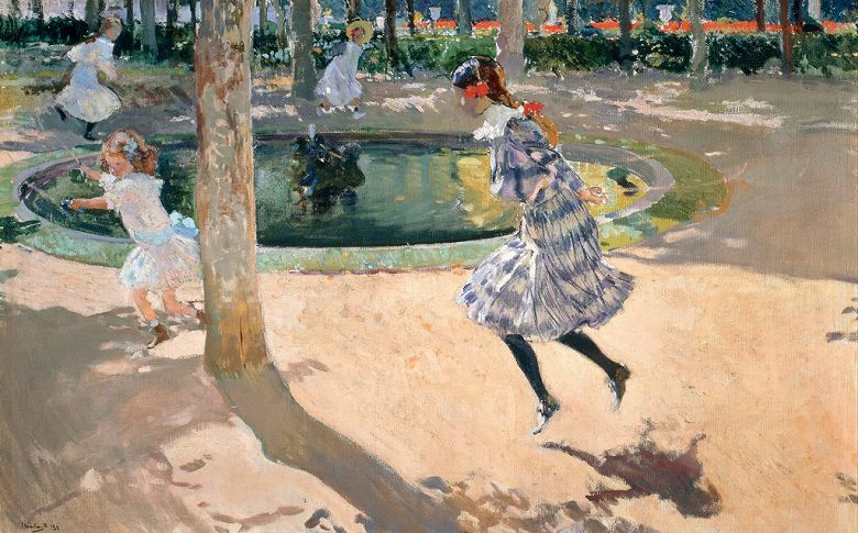 楽天絵画販売のアートギャラリー南青山絵画 インテリア 額入り 壁掛け複製油絵 ホアキン・ソローリャ 縄跳び 油彩画 複製画 選べる額縁 選べるサイズ