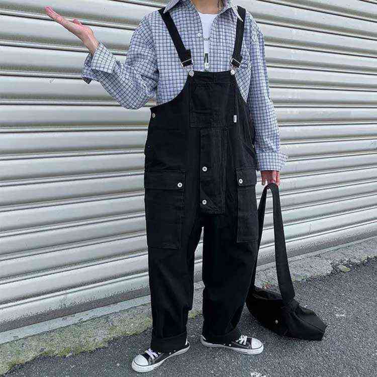 オーバーオール サロペット つなぎ ゆったり 男性用 カーゴパンツ サルエルパンツ 無地 薄手 オールシーズン オールインワン 作業着 大きいサイズ ストリート系 メンズ