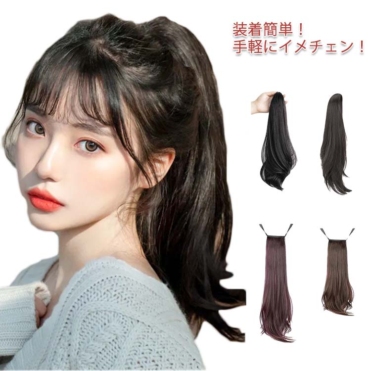 ウィッグ ポイントウィッグ つけ毛 ロング ストレート 長35cm 長55cm ポニーテール 耐熱 wig 耐熱ウィッグ