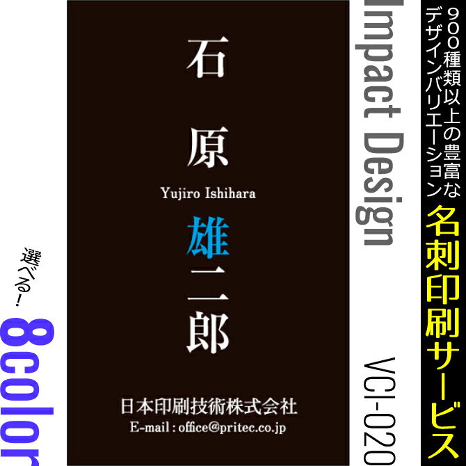 ［8color］《100枚入》【名刺印刷】お洒落な名刺作成 デザイン名刺 ビジネス名刺 インパクトデザイン［VCI-020］《100枚入》【ネコポス送料無料】