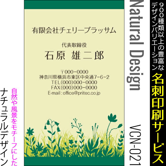 【名刺印刷】お洒落な名刺作成 デザイン名刺 ビジネス名刺 ナチュラルデザイン［VCN-021］《100枚入》【ネコポス送料無料】