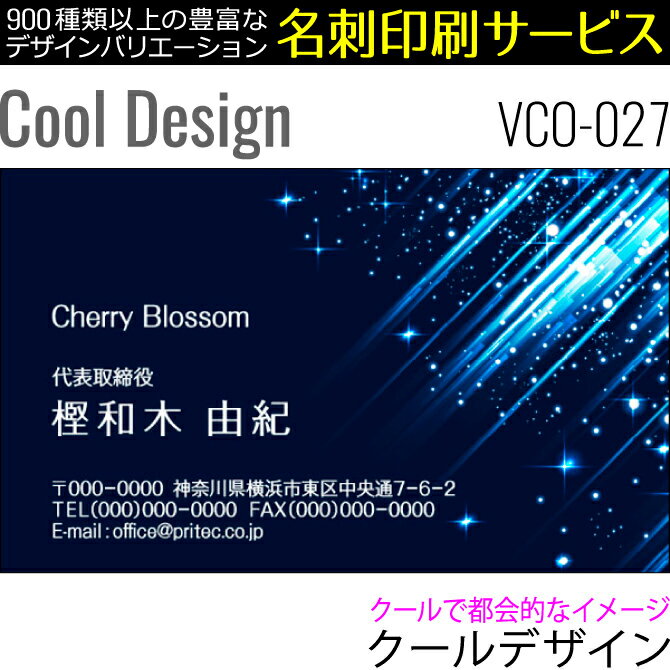 【名刺印刷】お洒落な名刺作成 デザイン名刺 ビジネス名刺 クールデザイン［VCO-027］《100枚入》【ネコポス送料無料】
