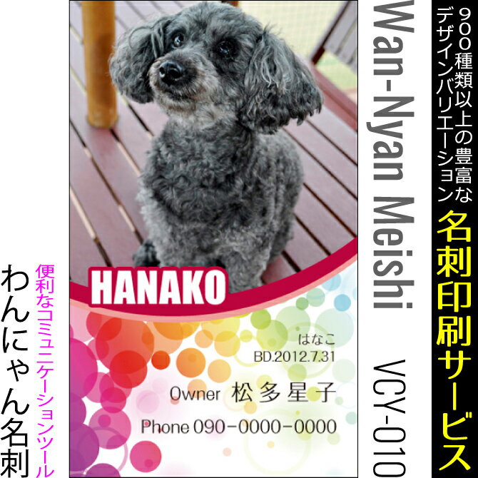 【名刺印刷】かわいい名刺作成 デザイン名刺 写真入り わんにゃん名刺［VCY-010］《100枚入》【ネコポス送料無料】