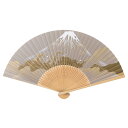 伏見上野旭昇堂 No.501 紳士用 高級絵付扇子(香り付)「白竹中彫 金パール地 富士」約22.5cm 7.5寸35間 1本入 メーカー取寄品 富士山 縁起物...