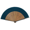 【GW特典クーポン最大1000円】伏見上野旭昇堂 uen-5844 絹貼扇子 親ラメ塗 唐木 中短地模様彫「紺」7寸40間 約21cm メーカー取寄品 扇子 和...