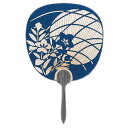 【GW特典クーポン最大1000円】伏見上野旭昇堂 uen-282 杉柄 総彫 都うちわ「手漉き和紙 月に桔梗(紺)」37.5×24cm メーカー取寄品 団扇 ウ...