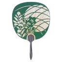 【GW特典クーポン最大1000円】伏見上野旭昇堂 uen-283 杉柄 総彫 都うちわ「手漉き和紙 月に桔梗(緑)」37.5×24cm メーカー取寄品 団扇 ウ...