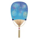 【GW特典クーポン最大1000円】伏見上野旭昇堂 FU6307 民芸竹うちわ 竹・小判型「花火」37.5×17.5cm 10枚入り メーカー取寄品 はなび お祭...