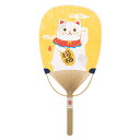 【GW特典クーポン最大1000円】伏見上野旭昇堂 FU6310 民芸竹うちわ 竹・小判型「猫に小判」37.5×17.5cm 10枚入り メーカー取寄品 ねこ ネ...