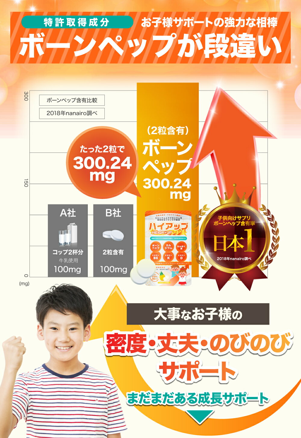 子供成長サプリ【ハイアップ単品】キッズサプリ子供用サプリ身長サプリ成長栄養サプリメント子供成長サプリメントカルシウムこどもカルシウム身長サプリマグネシウムアップチュアブル成長栄養機能食品パインビタミンD子供サプリメントビタミン