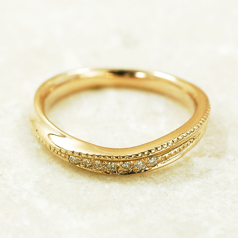 シンプルなミル打ち レディース ピンキーリング ダイヤモンド 10金ピンクゴールド K10PG