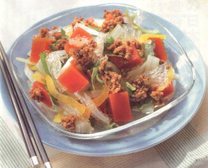 【寒天レシピ】おかずレシピ｜トマト寒天のそぼろサラダ