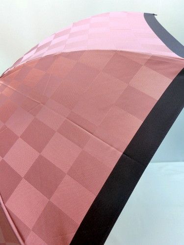 雨傘・折畳傘-婦人甲州産先染朱子市松柄生地日本製コンパクト折畳傘