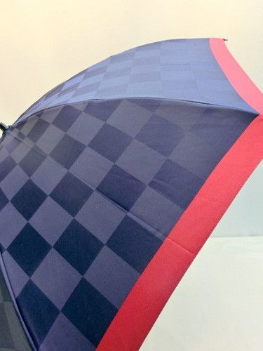 雨傘・折畳傘-婦人甲州産先染朱子市松柄生地日本製コンパクト折畳傘