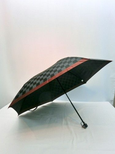 雨傘・折畳傘-紳士甲州産先染朱子織生地市松柄日本製丸ミニ傘