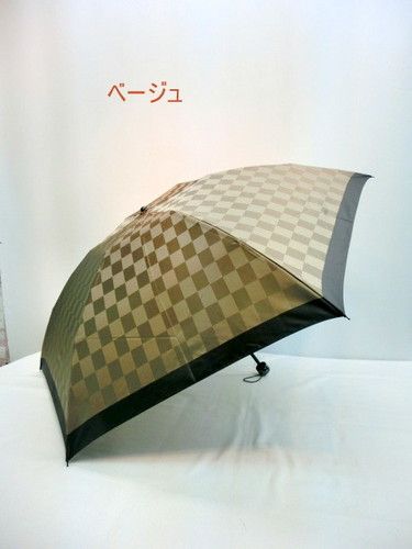 雨傘・折畳傘-紳士甲州産先染朱子織生地市松柄日本製丸ミニ傘