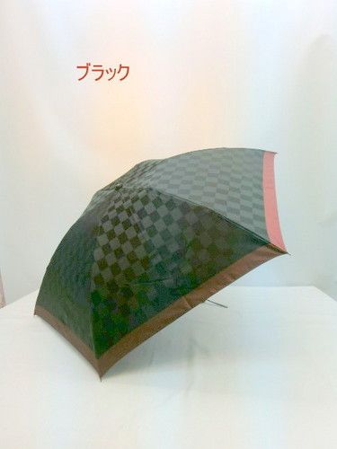 雨傘・折畳傘-紳士甲州産先染朱子織生地市松柄日本製丸ミニ傘