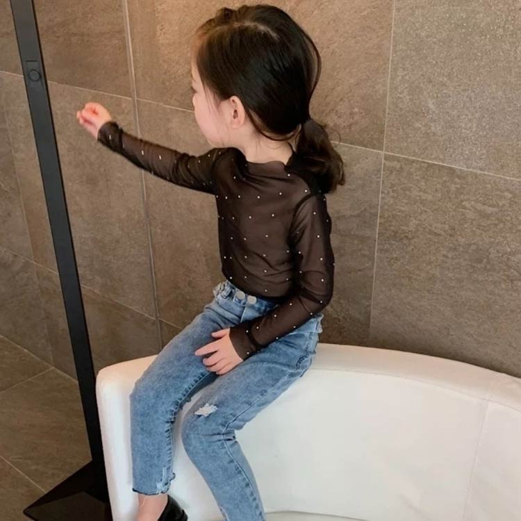 キッズ 冷房対策 シアートップス スパンコール 女の子 レイヤード 3枚セット 薄手 ...