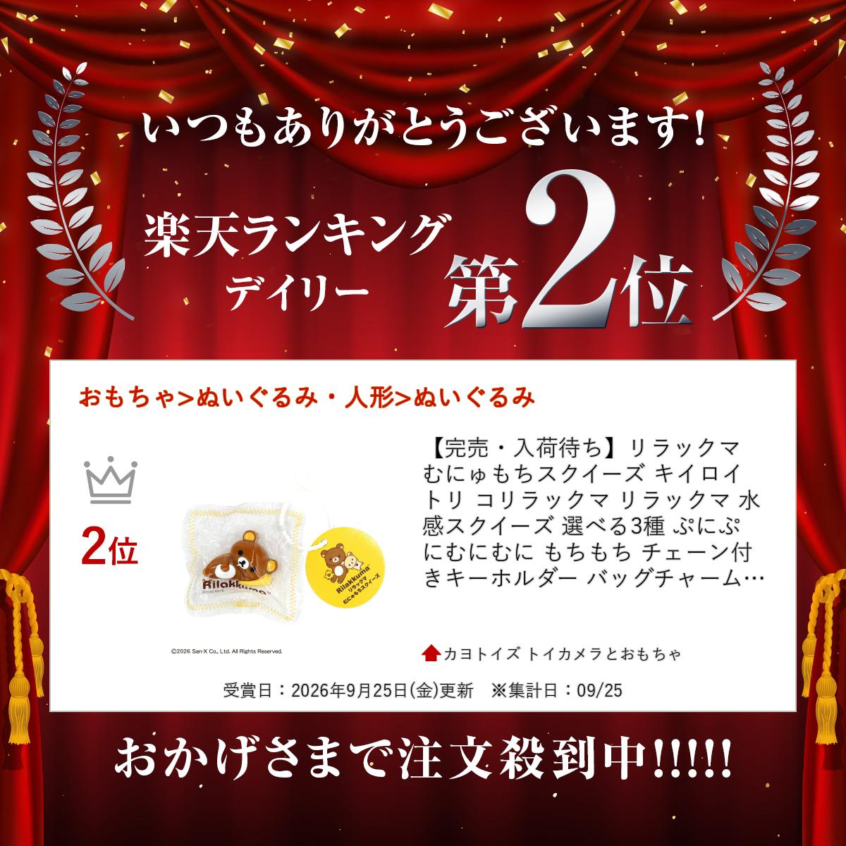 【10/1 10時～キイロイトリ再販開始】リラックマ むにゅもちスクイーズ キイロイトリ コリラックマ リラックマ 水感 スクイーズ 選べる3種 ぷにぷに むにむに もちもち チェーン付き キーホルダー バッグチャーム キャラクターグッズ プレゼント kayotoys-10000282 カヨトイズ トイカメラとおもちゃ サンプル画像2