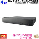 防犯カメラ用 PoE48V給電 4CH NVR録画機(選べるHDD容量) 4K(800万画素) 500万画素PoE監視カメラ対応 PoE 録画 記録 高画質HDMI スマホアプリで遠隔監視【送料無料】KC-12880(3)