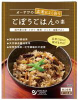 ★ 商品名オーサワの玄米によく合うごぼうごはんの素 内容量120g 商品説明炊いた玄米ごはんに混ぜるだけ ごぼうの風味豊か■国内産にんじん・ごぼう・椎茸・ひじき・油揚げ入り■天然醸造調味料使用■砂糖・動物性原料・化学調味料不使用■米2合用（2〜3人前）冷めても美味しい混ぜごはんの素ができました。炊いた玄米ごはんに混ぜ込むだけなので手軽にお使いいただけます。滋味深い味わいでお代わりしてしまうこと間違いなしです。 原材料野菜（にんじん（国産）、ごぼう（国産）、しいたけ）、しいたけだし、醤油、ひじき・油揚げ、醗酵調味料、食塩、有機アガベシロップ、昆布粉末、食用植物油脂（なたね油）、酵母エキス（原材料の一部に小麦・大豆を含む） 栄養成分1袋120gあたりエネルギー98kcal、たんぱく質3.8g、脂質4.8g、炭水化物10.0g、食塩相当量4.3g 保存方法・注意事項直射日光及び高温多湿を避けて保存してください。開封後は即日でご使用ください。 混ぜごはんは調味料が入っています。普通のごはんより傷みやすいですので、調理後はできるだけお早めにお召し上がりください。 賞味期限商品パッケージに記載 広告文責奈良恵友堂有限会社連絡先：0743‐53‐1893 販売者オーサワジャパン株式会社 製造所誠晃産業株式会社 埼玉工場 ■