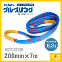 TESAC ブルースリング 200mm×7m(荷重6.3t) JIS3等級 両端アイタイプ ナイロンスリング テザック ベルトスリング　吊具 揚重