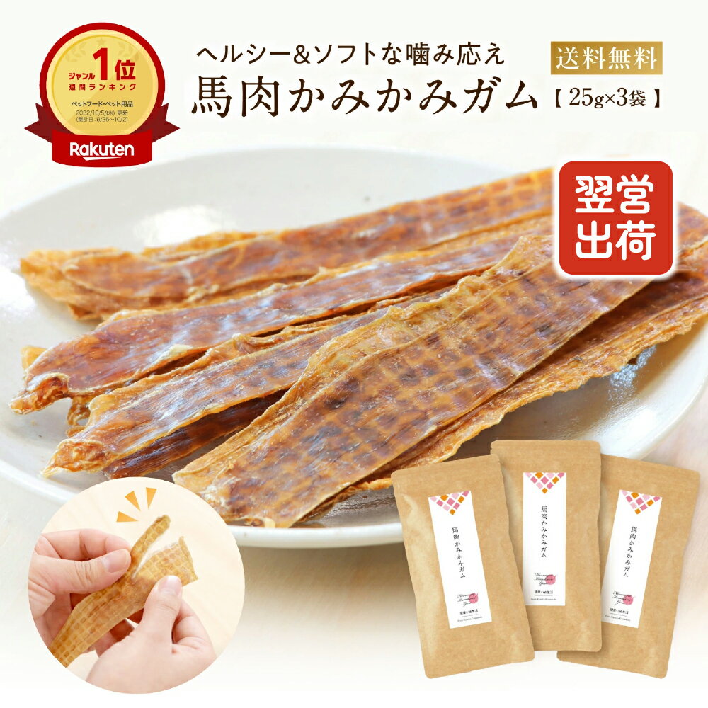 犬 おやつ 無添加 国産 馬肉 かみかみ ガム 犬 ガム 25g×3袋 ドッグフード ペットフード オヤツ ハード 歯磨き ガム 歯磨きガム 長持ち ガム はみがき 歯石 歯石取り ソフト 大容量 お徳用 シニア 小型犬 健康いぬ生活