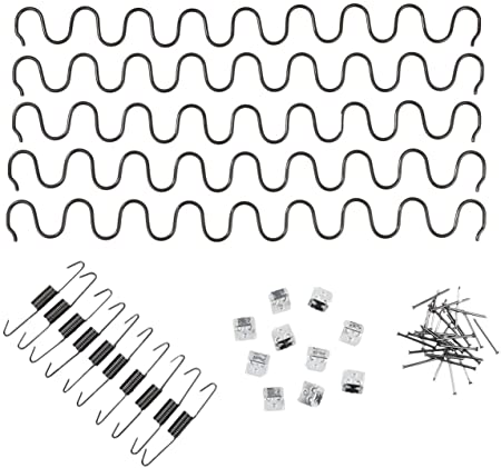 ソファー 張り替え セット Sバネ 5本 固定具 ネジ スプリング S字 バネ ソファー補修テープ ウェービングテープ ベルト 用 家具 修理 椅子 座面 張替 (45cm)