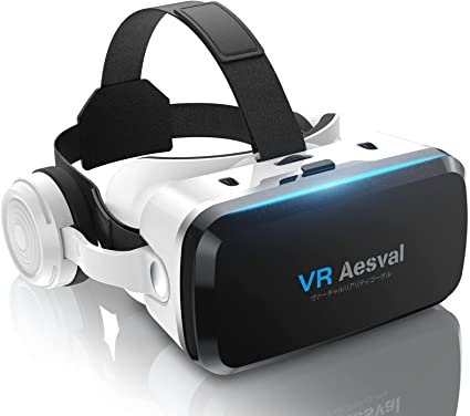 令和4年bluetooth 版 Aesval VRゴーグル VRヘッドセット VRヘッドマウントディスプレイ ヘッドホン付き ピント調節可 4.7 6.5インチスマホ対応焦点距離瞳孔間距離調整可 4.7-6.5インチスマホ対応 遠視/近視適用 3D