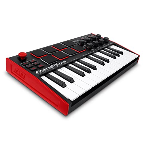 Akai Pro MIDIキーボードコントローラー ミニ25鍵USB ベロシティ対応8ドラムパッド 音楽制作ソフト MPK mini mk3