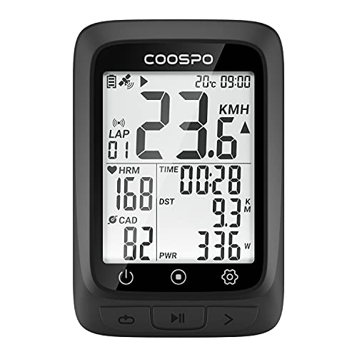 COOSPO サイクルコンピュータ GPS サイコン サイクリングコンピュータ 無線 ワイヤレス 自転車スピードメーター バッテリー内臓 Bluetooth5.0ANT+対応 ケイデンススピードセンサー連続 IP67級防水 2.3インチディスプレイ