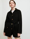 maje }[W Belted tweed-style down jacket WPbg