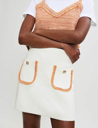 maje }[W Knit skirt with contrasting trim XJ[g