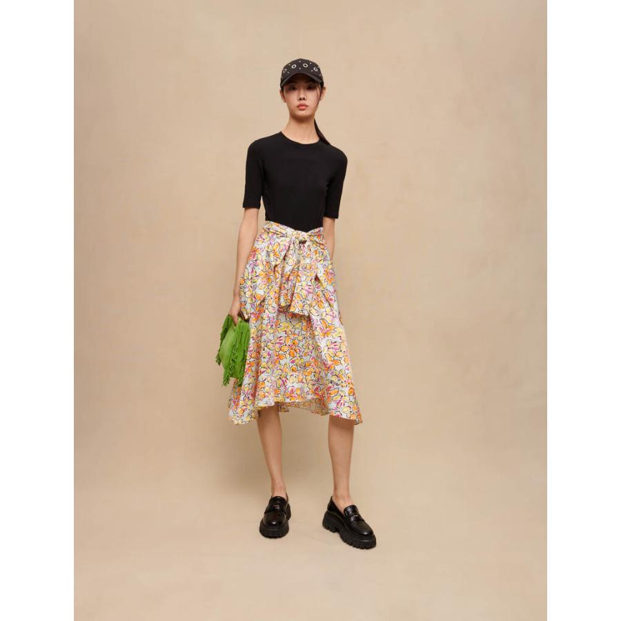 maje (}[W) FLORAL PRINT TIE SKIRT s[X