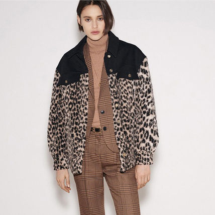 Maje マージュ　BIMATERIAL ANIMAL MOTIF JACKET　コート