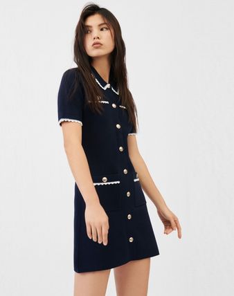 maje (マージュ) CONTRAST KNIT DRESS ワンピース