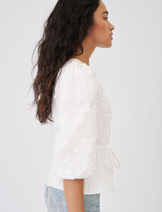 maje (マージュ) Embroidered top with gathered waist トップス