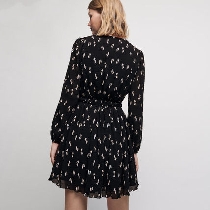maje マージュ Mini pleated dress with knot print ワンピース