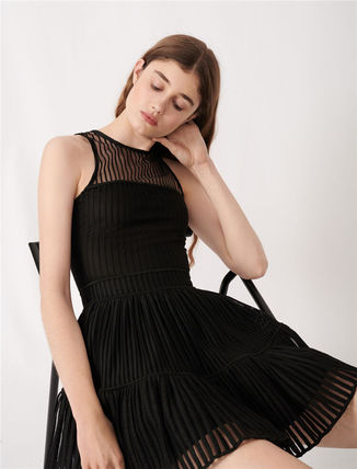 maje(}[W) OPENWORK KNIT SKATER DRESS@ s[X