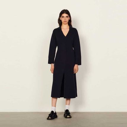 sandro Th Long dress with tunic collar s[X