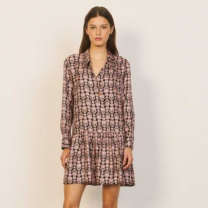 sandro Th Printed silk dress s[X