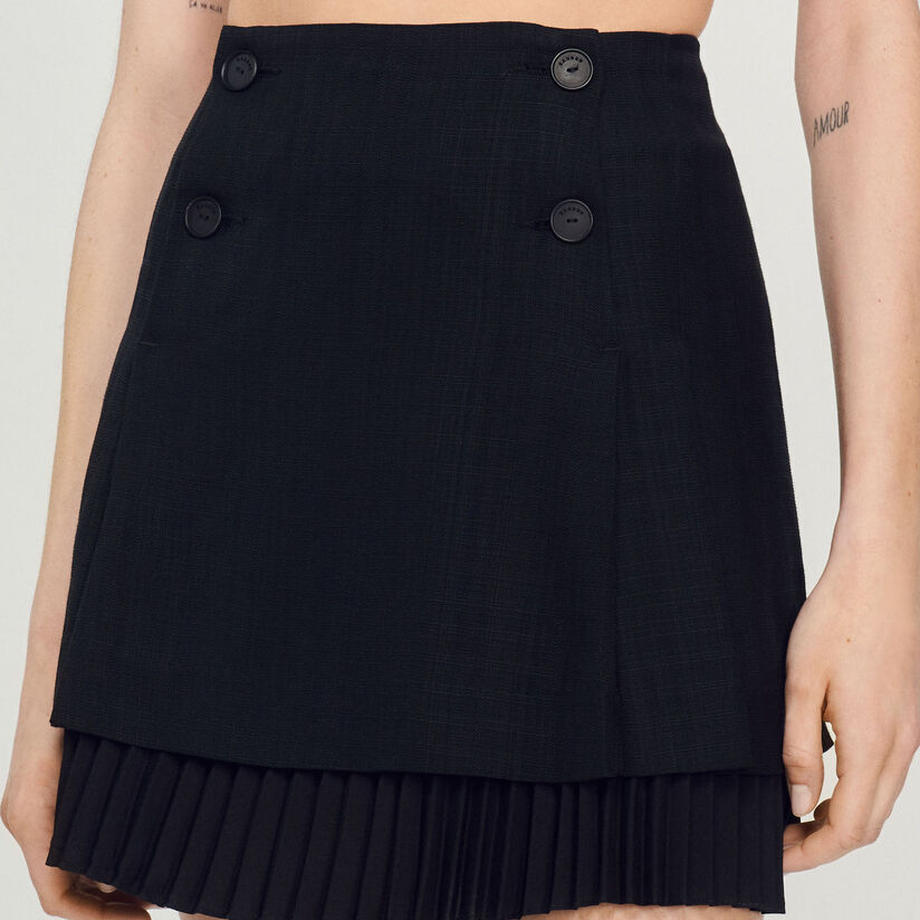 sandro Th Short skirt with pleated effect XJ[g