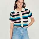 sandro サンドロ Striped cropped cardigan カーディガン