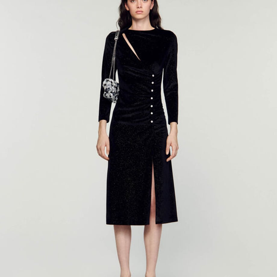 SANDRO ɥ Rhinestone velvet dress ԡ