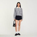 SANDRO サンドロ Cropped shirt with rhinestone bib シャツ ワイシャツ
