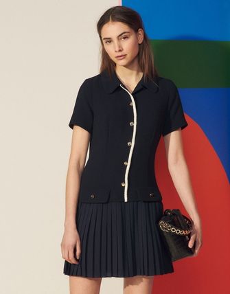 【最大100%Pバック】 【スーパーSALE期間限定10%OFF】 sandro サンドロ Mixed material pleated dress ワンピース 【最大100%Pバック】 【スーパーSALE期間限定10%OFF】 sandro サンドロ Mixed material pleated dress ワンピース