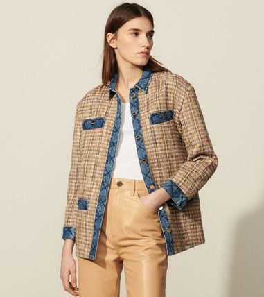 sandro Th Tweed jacket with denim inserts WPbg